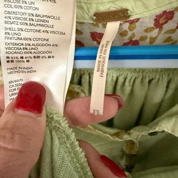 Free People Light Green Blouse with Embroidered Details - Picture 4 of 6